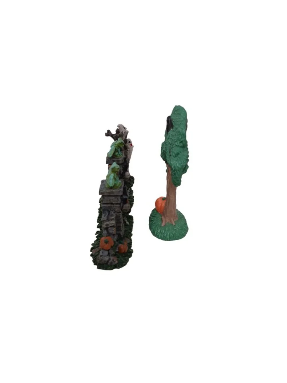 Halloween Village Figurines Spooky Haunted Fence Ghosts Tree Bats Decor #E-M3